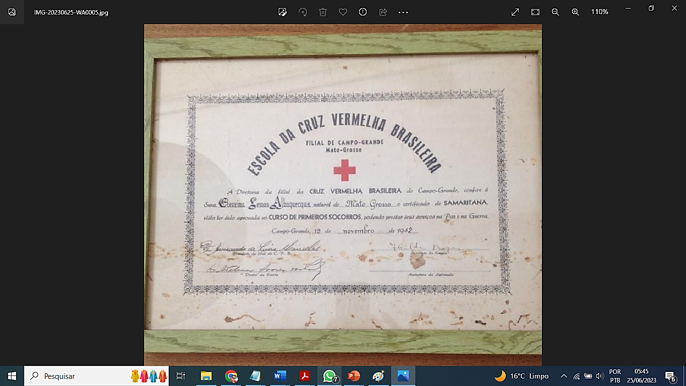 Registro histórico da Escola da Cruz Vermelha Brasileira em Campo Grande, de 1942